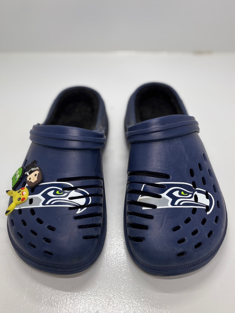 FOCO Seattle Seahawks Fleece Lined Clogs Men’s 9-10 Navy NFL Slip On Shoes - Picture 2 of 13